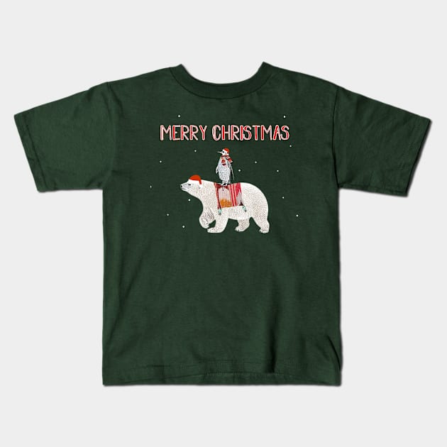 Merry Christmas Kids T-Shirt by GreenNest